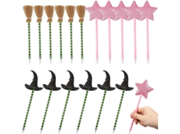 Conjunto de 18 Stobaza Canetas Esferográficas Halloween para Meninos e Meninas com Desenhos Chapéu Bruxa, Vass