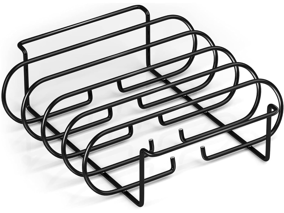 Grelha Para Costelas De Churrasco Com 4 Compartimentos E Revestimento Antiaderente | Ideal Para Assa Gokoco