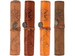 Estojo De Couro Com 4 Peças, Estojo Enrolável Com Cartão, Estojo Vintage Para Pincéis De Maquiagem, Gokoco