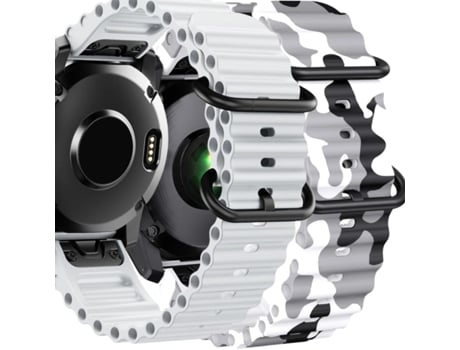 Pack 2X Bracelete Ocean Waves para Garmin Descent Mk2I Branco e Branco Militar ANTIIMPACTO!