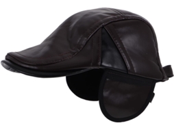 Gorro Masculino Em Couro Pu Bicolor, Confortável E Com Proteção Contra O Frio.