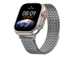 Bracelete Para Apple Watch 46/49/45/44mm - Aço Com 9 Esferas Magnéticas Cor Titânio