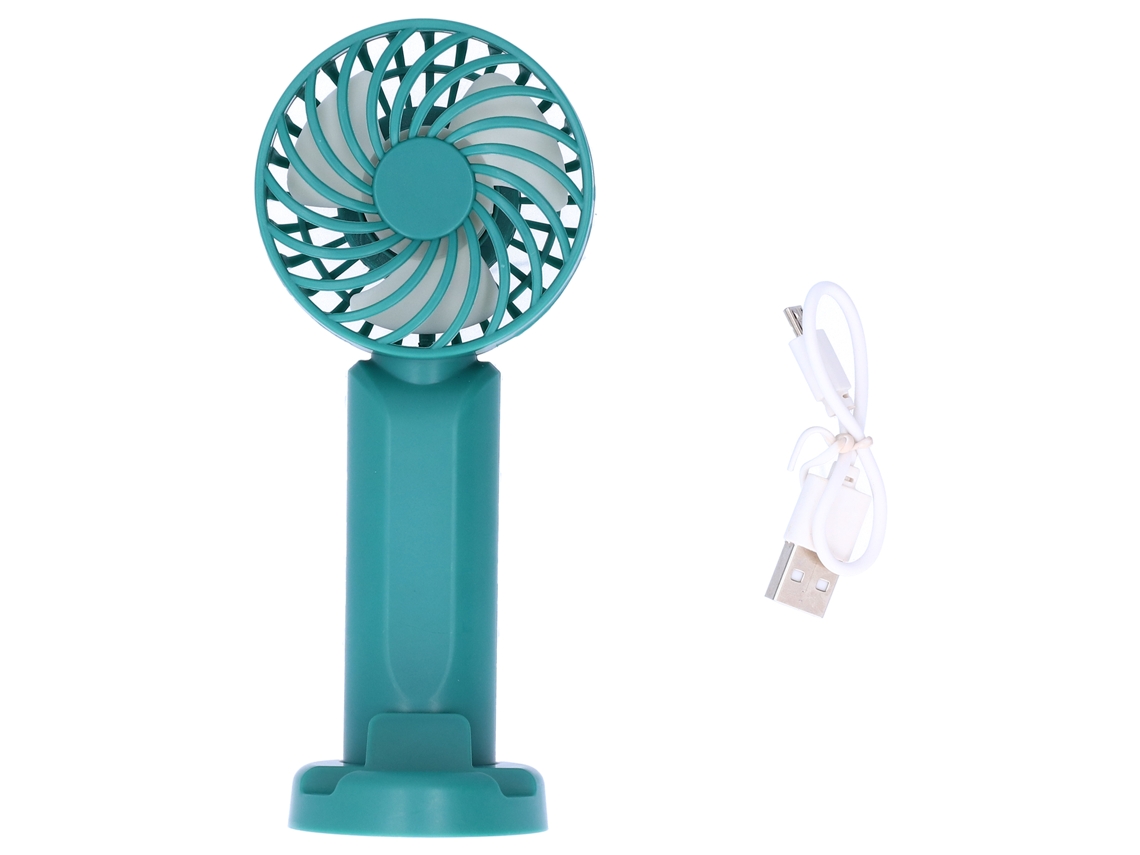 Ventilador Portátil com Suporte para Celular 3 Velocidades Ajustáveis Silencioso Verde para Dormitório