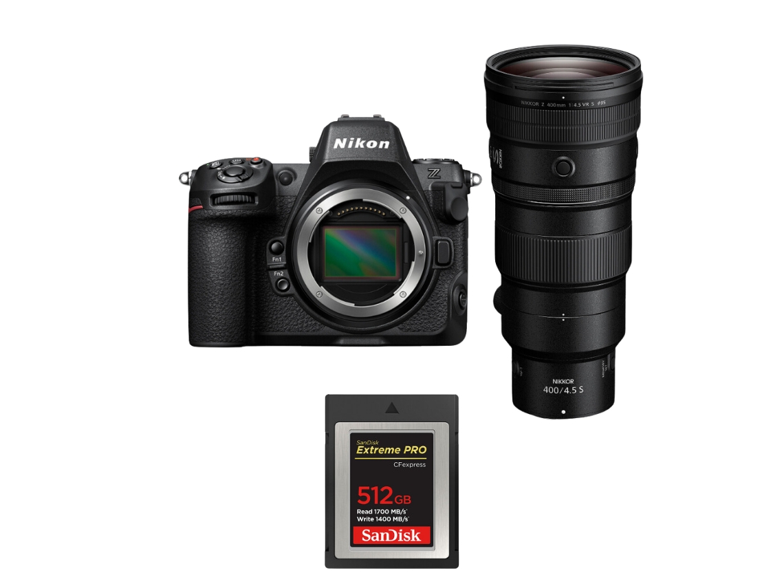 Z8 + Z 400mm F/4.5 Vr S + 1 Sandisk 512gb Extreme Pro Cfexpress Type B Máquina Fotográfica Híbrida Full frame + Ebook Pricedirect NIKON