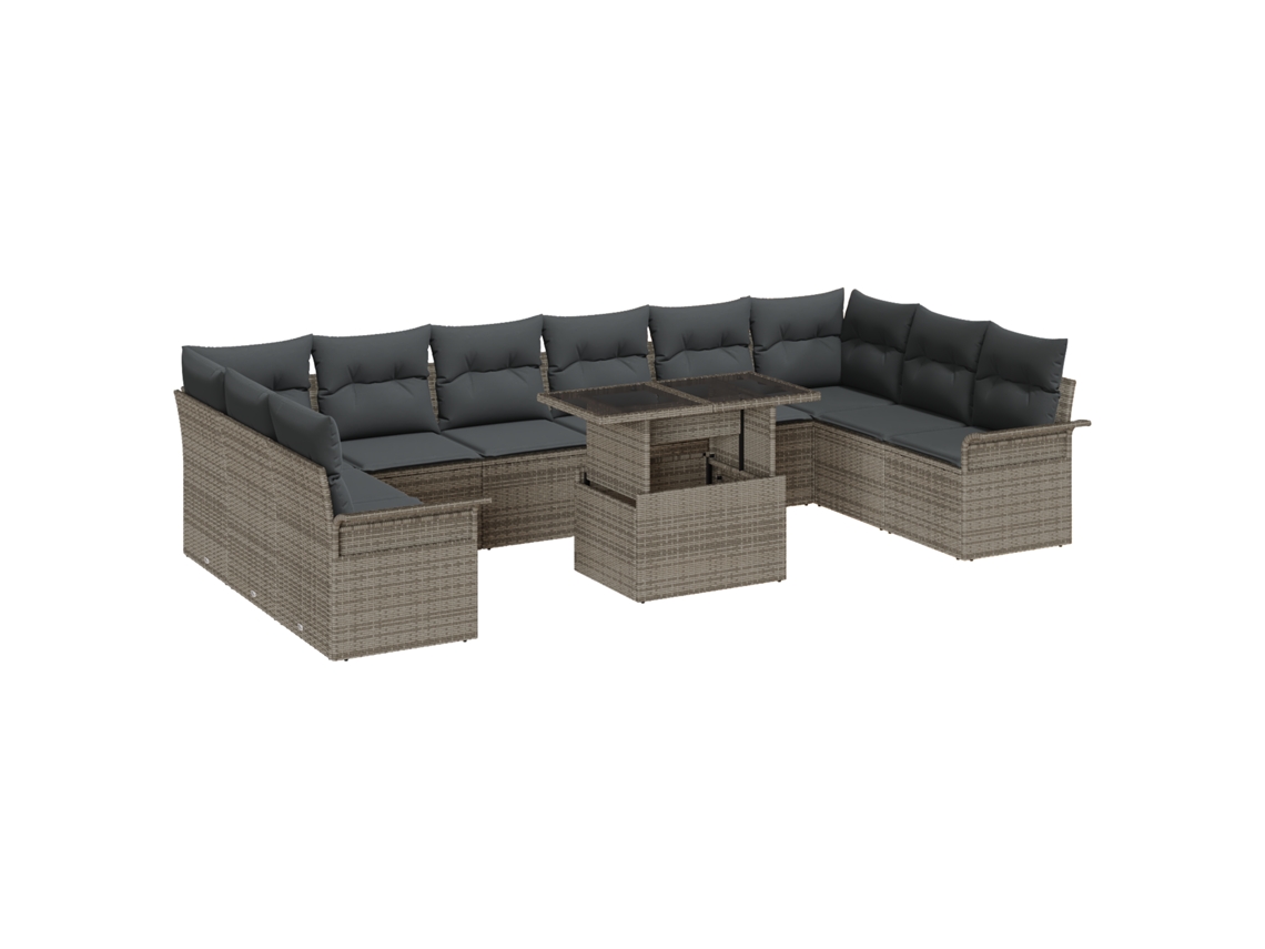 Conjunto 11 Conjunto De Sofá De Jardim Vidaxl Cinzento Vime Pe (344 X 187,5 X 85 Cm)