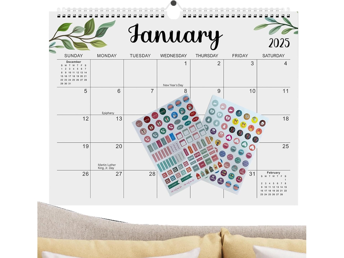 Calendário De Parede 2025- 2026, Decorativo Para Pendurar- Planejador De De 18 Meses Uso Doméstico, Escolar E