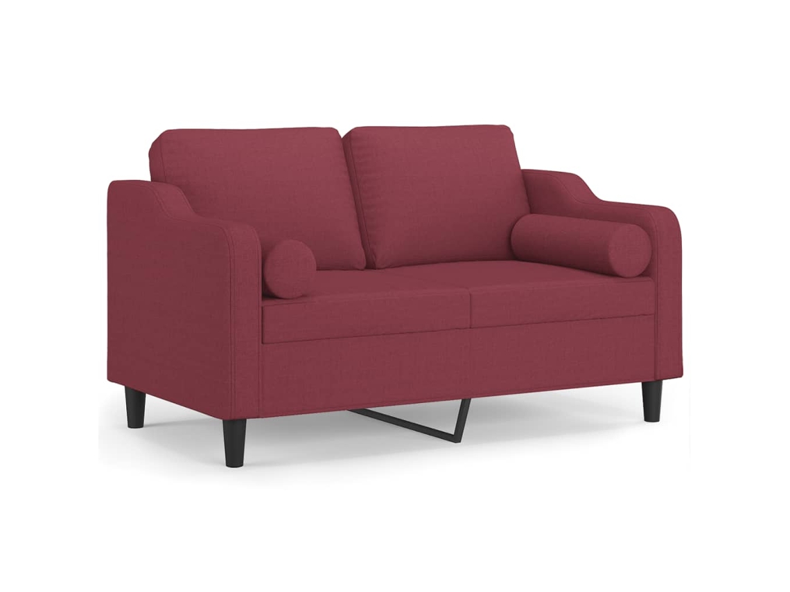 Maison Exclusive - Sofá 2 Lug. + Almofadas Decorativas 120cm Tecido Vermelho Tinto