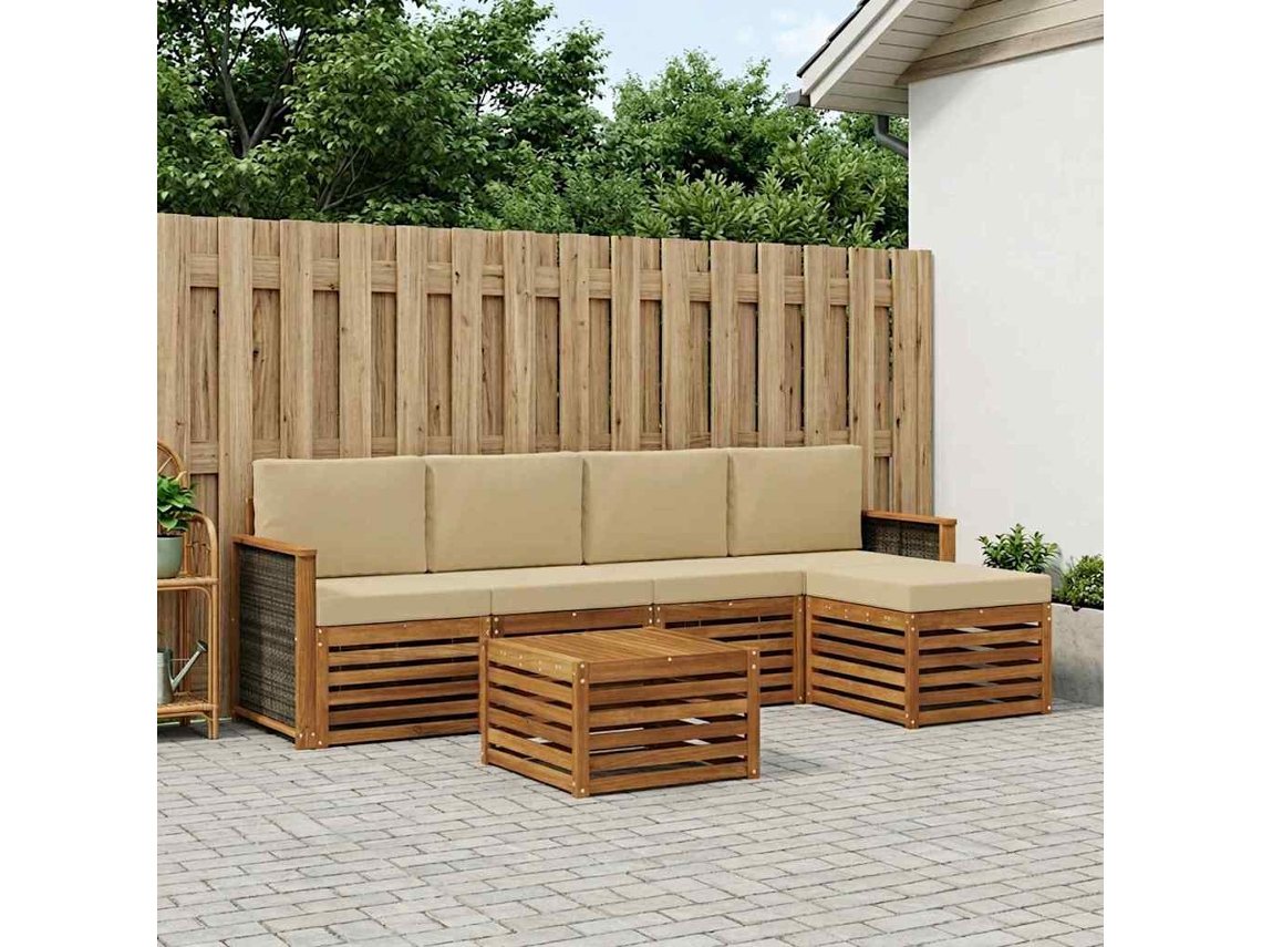 Vidaxl Conjunto De Sofás Para Exterior 6 Unid. Natural E Bege