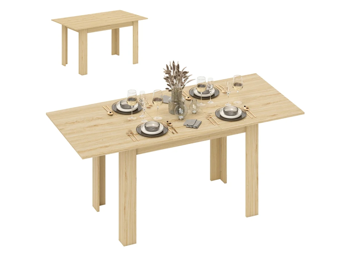 Mesa Extensível 140 180cm Retangular Moderna 6 8 Lugares Madeira Natural