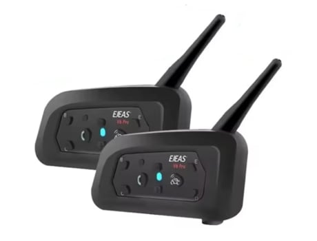 Kit Intercomunicadores Ejeas V6 Pro Para Capacete Mota Comunicação Até 800 Metros (2x Unidades)