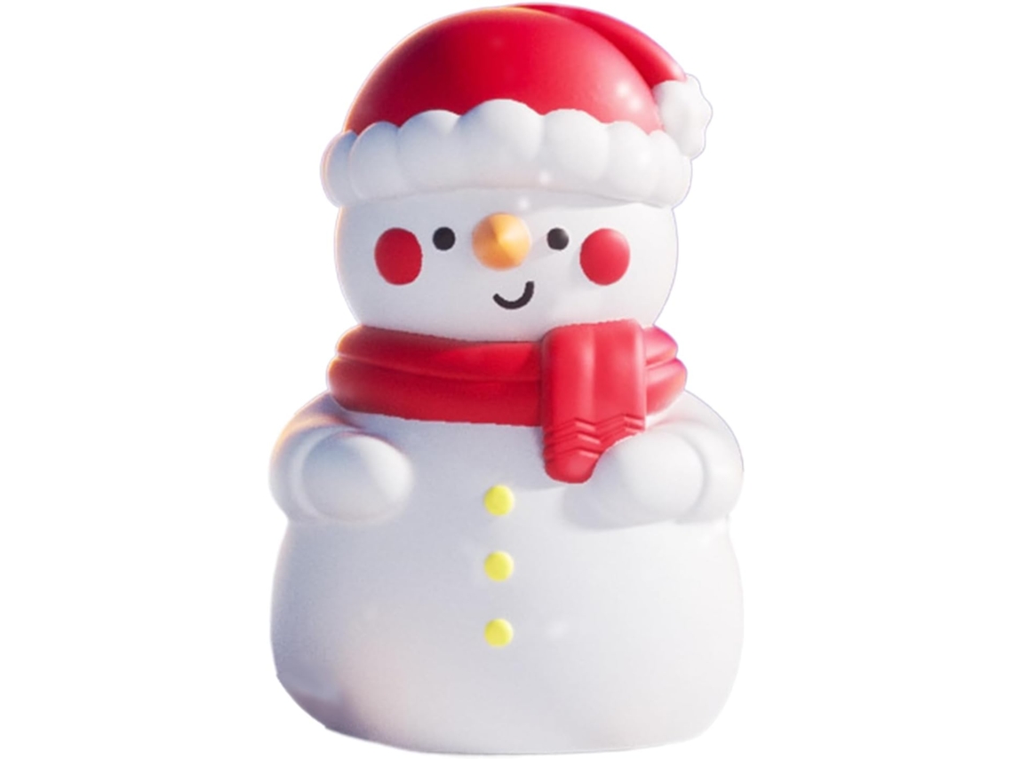 Luminária LED Boneco De Neve, decoração aconchegante para festas de inverno.