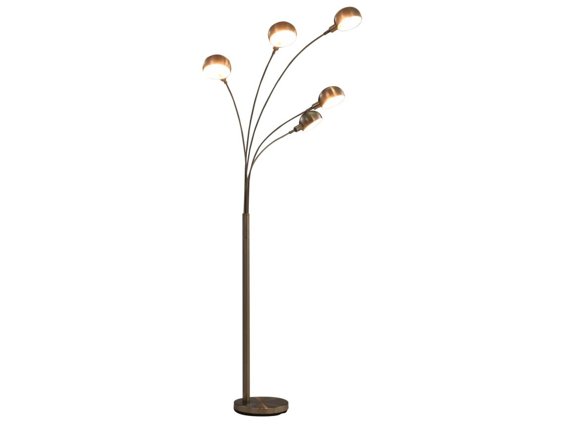 Vidaxl Candeeiro De Pé Alto 200 Cm 5 X E14 Prateado