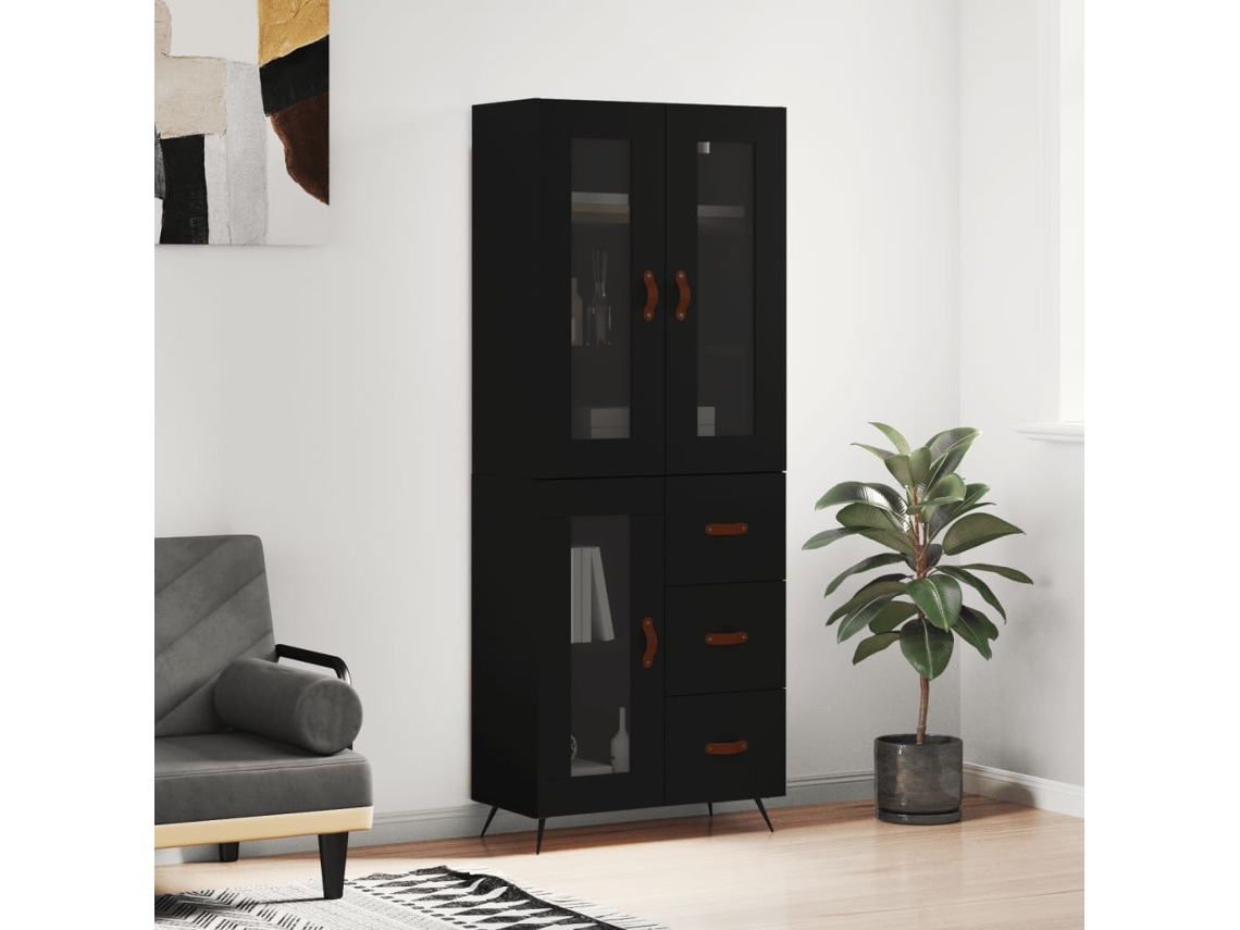 Armario alto 69,5x34x180 cm Derivados de madera Negro