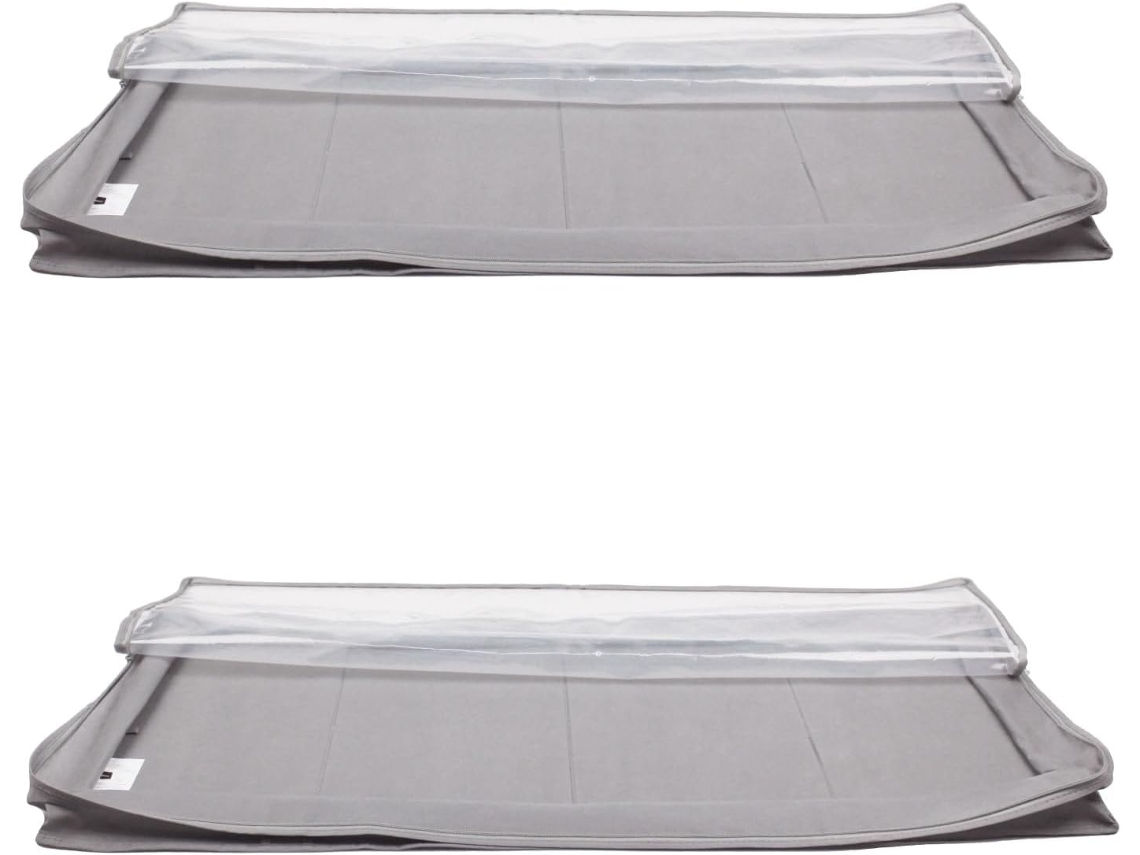 Sacos Organizadores Para Debaixo Da Cama Com Zíper E Tampa De Vinil Transparente, Pacote Com 2 Unidades, Cinza, 45, 7x106, 7x15, 2cm