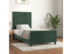 Estrutura De Cama Sem Colchão 90x190 Cm Veludo Verde-escuro