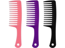 Pente Longo Antiestático, 3 Peças, Desembaraçador para Cabelo Seco e Mídido