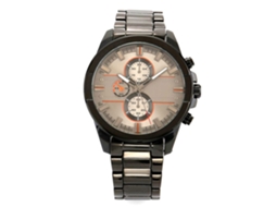 Reloj De Pulsera De Aleación Con Dial Redondo Analógico Moda Negro Y Gris