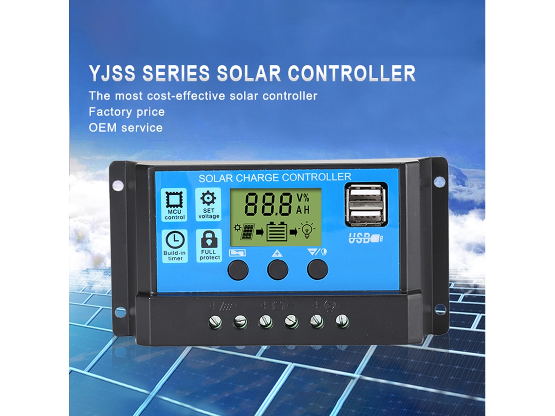 Controlador De Carga Solar 30a 12v/24v Identificação Automática Parâmetros Pwm Display Lcd Ajustável Controlador Solar Porta Usb Dupla Controlador De