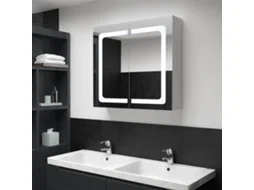 Vidaxl Armário Espelhado Para Casa De Banho Com Led 80x12,2x68 Cm
