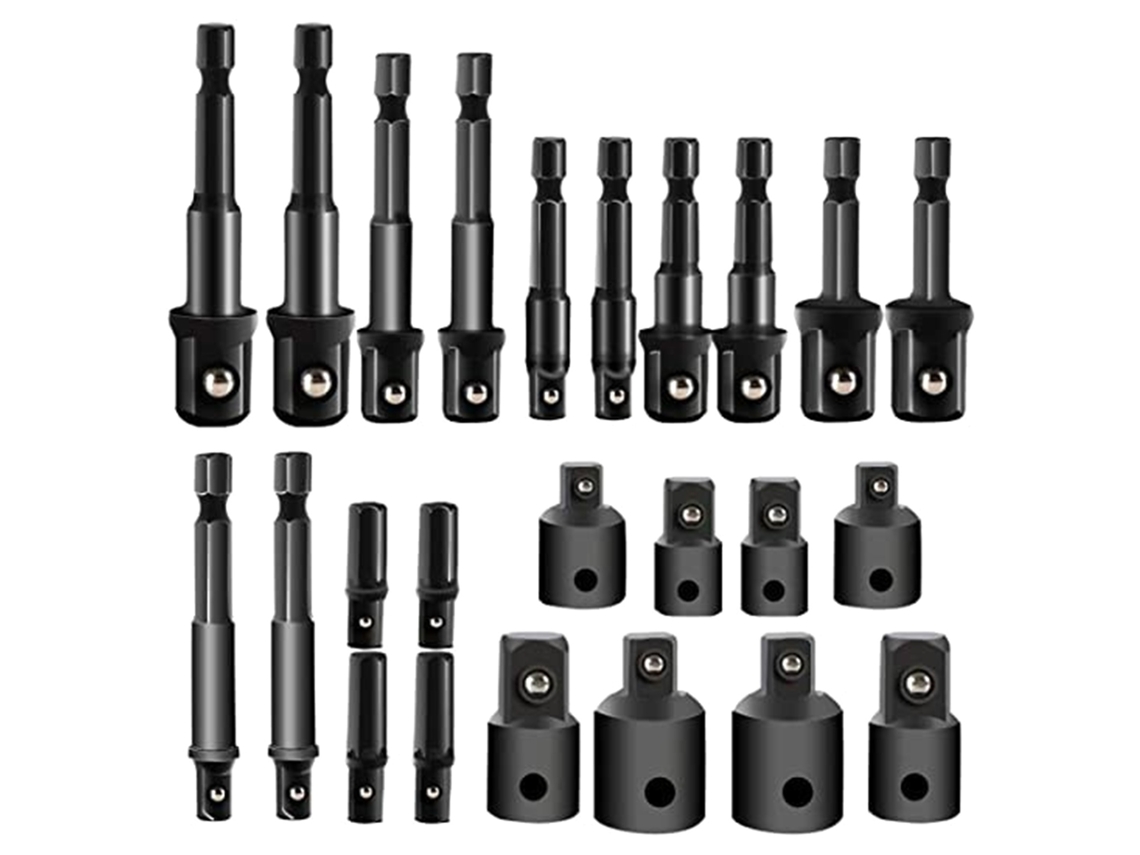 Yuru kit de 24 Peças Extensão Impacto Adaptador Soquete Haste H ex Broca Portátil com 8 Peças Opcional