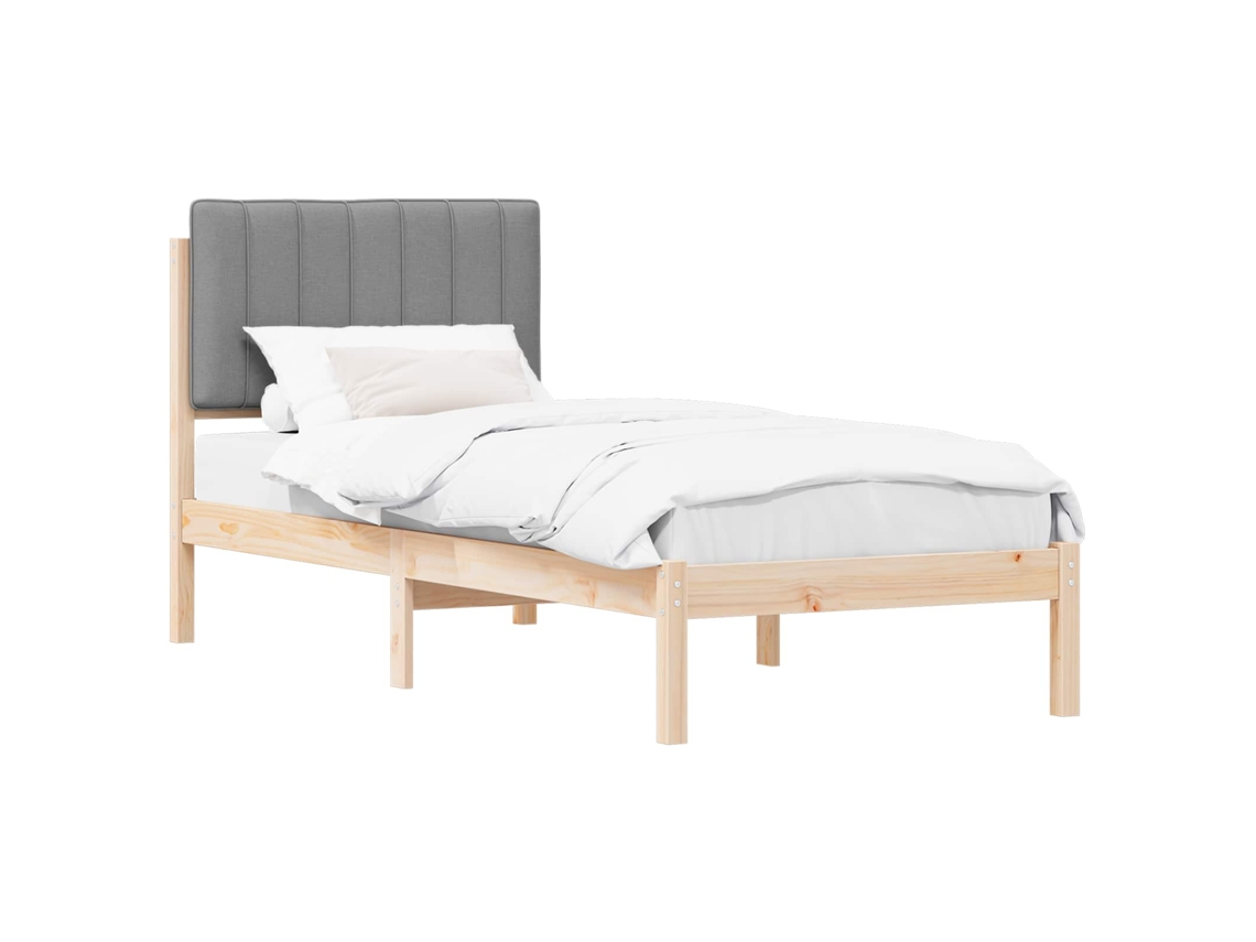 Estrutura de Cama com Cabeceira Estofada em Cinzento Claro MAISON EXCLUSIVE