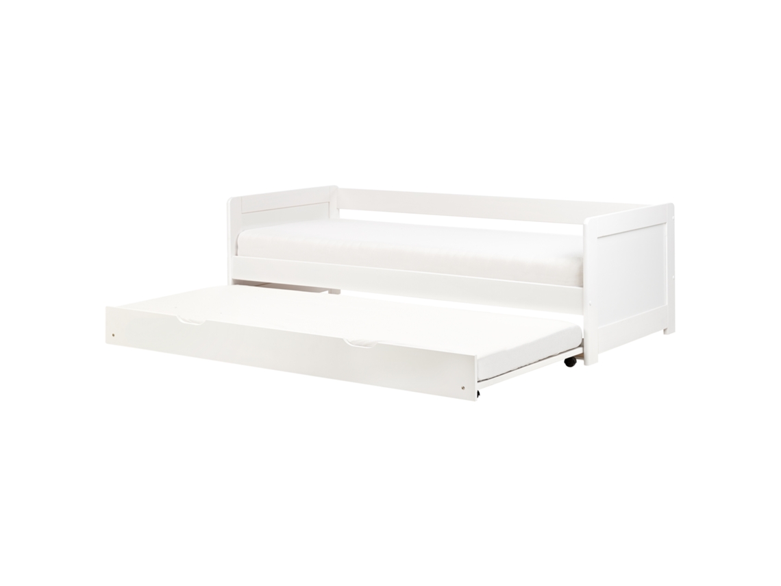 Cama Infantil Com Gavetão Em Pinho Beliani Gravelines De Madeira De Pinho Branco 90x200