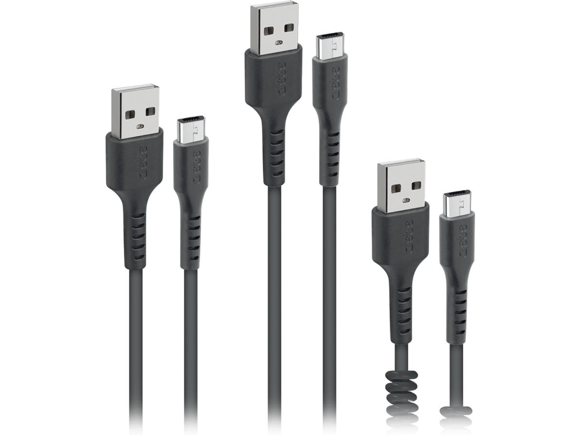 Kit 3 Cabos USB - Micro USB SBS Preto