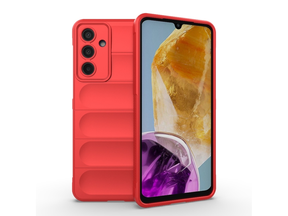 Capa Halinuia Para Samsung Galaxy M55 5g Magic Shield Tpu Flanela Vermelha (proteção Integral, Interior Em Flanela)