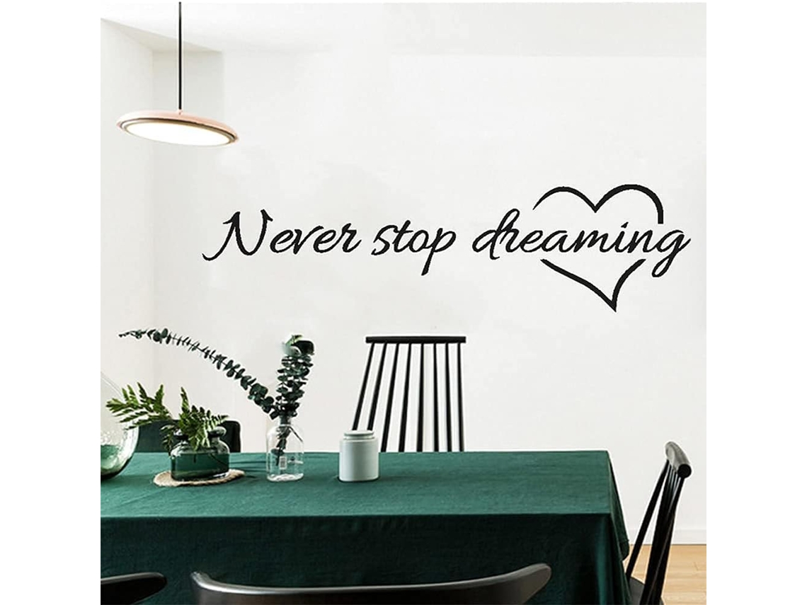 Ne Cesse Jamais De Rêver... Frase De Cozinha Adesivos De Parede - Pour Salon, Chambre Et Bureau - Adesivos Muraux Vinyle Amovibles - Noir 57 * 15 Cm