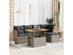 Vidaxl 6 Pcs Conjunto Sofás De Jardim Com Almofadões Vime Cinzento