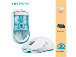 Rato YIZHOOD S450PRO 4K DPI26000 com fio Paw3395 Dual Mode 2.4g Leve E-Sports Office Pc Gamer Acessórios Presentes azul