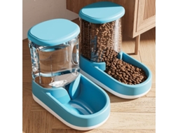 Dispensador Automático de Água e Comida para Cães, Gatos, 2 Tigelas de 3, Azul AQUAFORGE