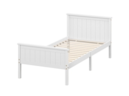 Cama Individual Madeira Maciça Com Base E Pé Ripas Incluso, Montagem Fácil Branca 90x200cm