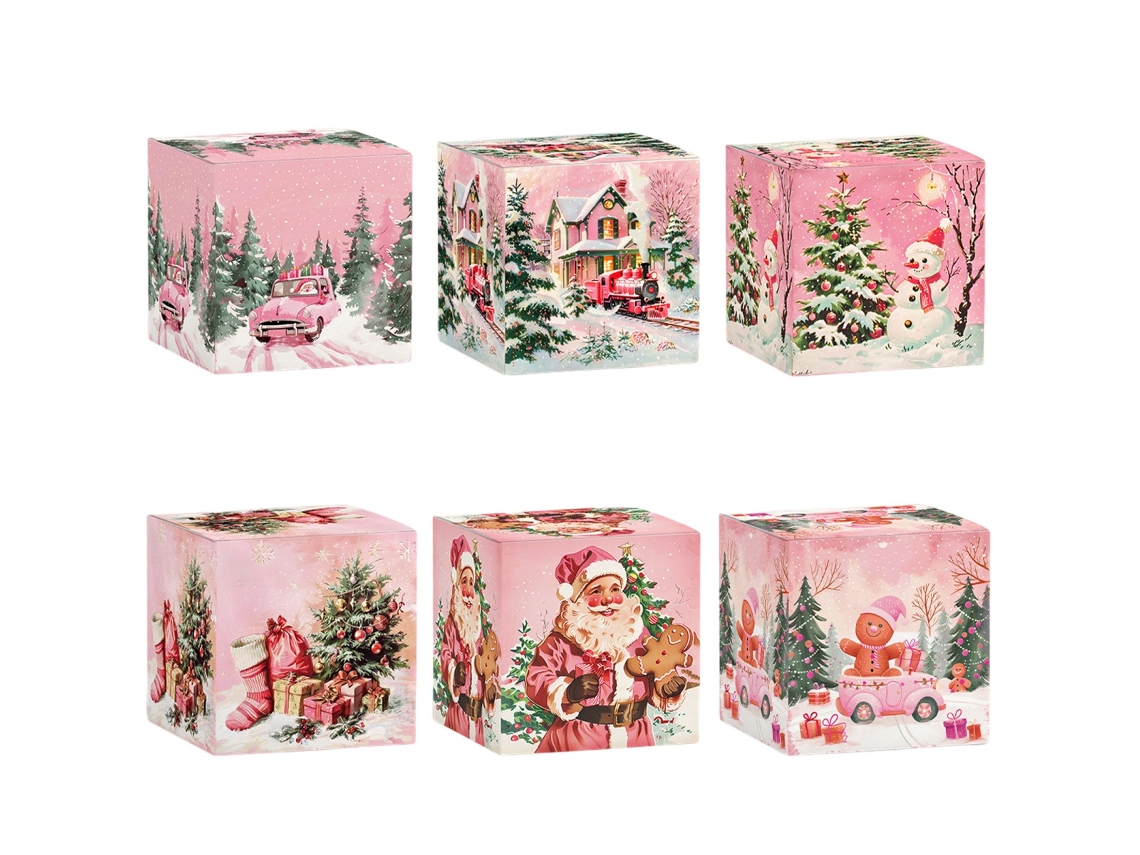 Elysve Caixas De Presente de Natal Em Pai Natal Papel Vintage Temático
