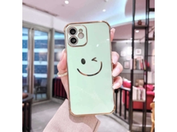 Capa Turquesa Sorriso para iPhone 12 Pro EOOCOO, proteção eletroplatada