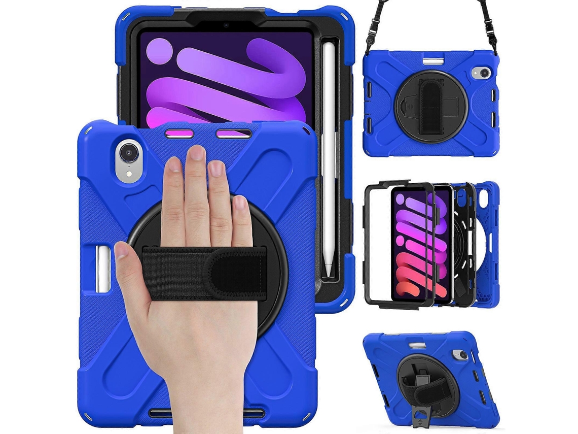 Capa Híbrida De Silicone E Pc Para Ipad Mini 6 / Mini 2024 Com Suporte De Aderência E Alça De Ombro.