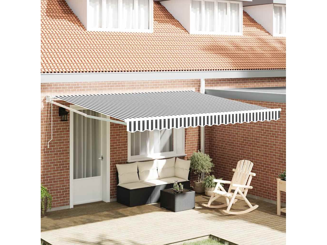 Vidaxl Toldo Retrátil 4x3 M Tecido E Alumínio Antracite E Branco