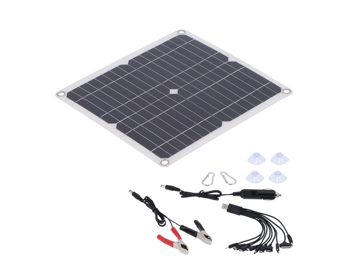 Painel Solar Monocristalino 15w 18v Carregador Usb para Casa Carros Navios com Acessórios | S/MARCA
