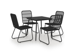 Dining Set, Dining Sets Vidaxl Preto Rattan / Vime (mesa Com 80 Cm De Comprimento)