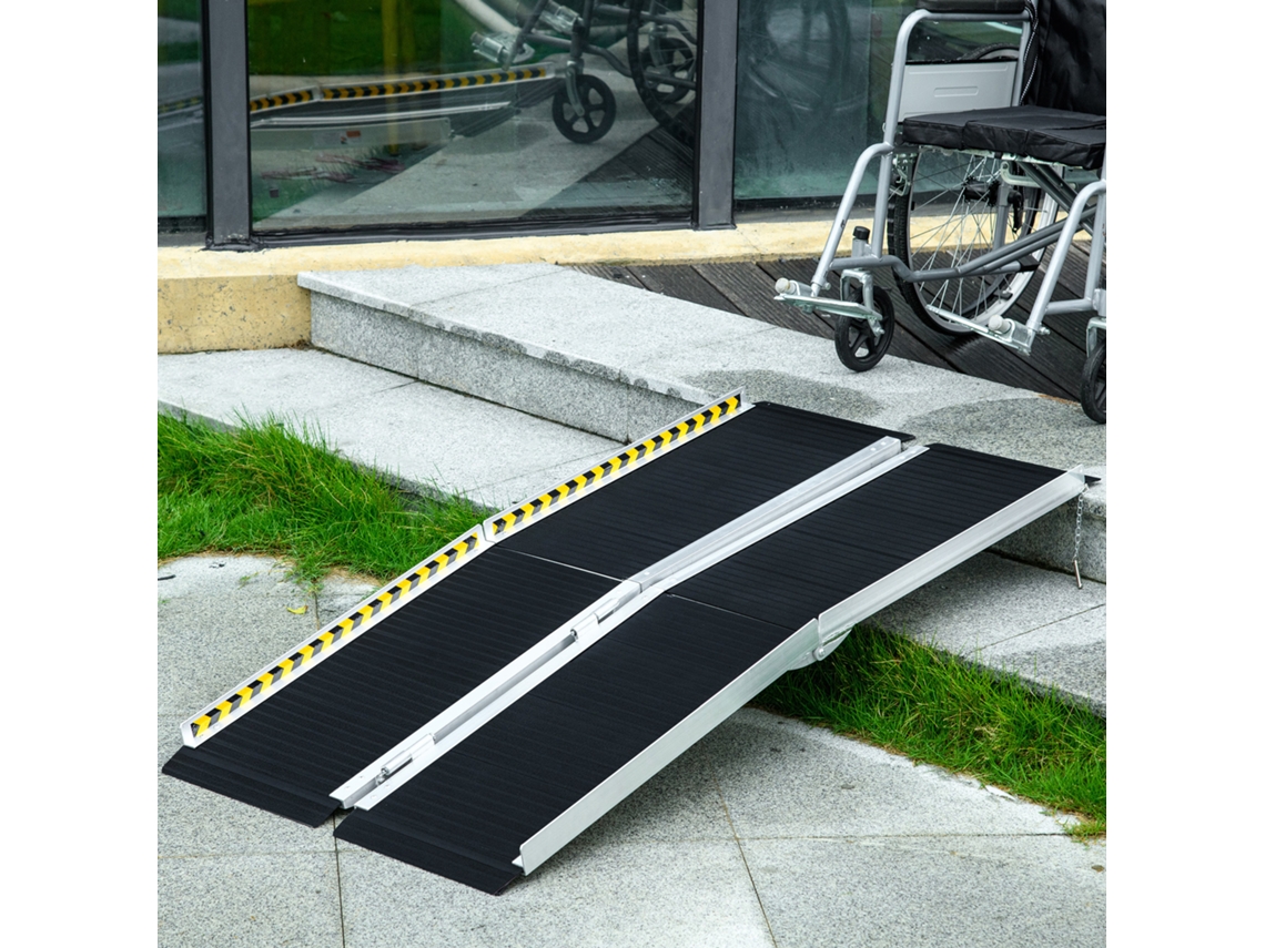 Rampa De Acesso Para Cadeira De Rodas, Dobrável, Antiderrapante, Meios-fios Proteção, Preta, Embarque Scooter