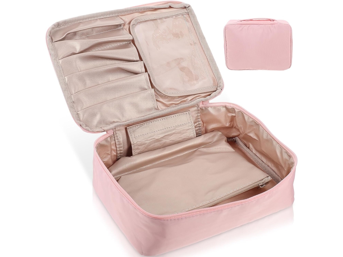 Trousse À Maquillage Zippée Em Pu, Rosa
