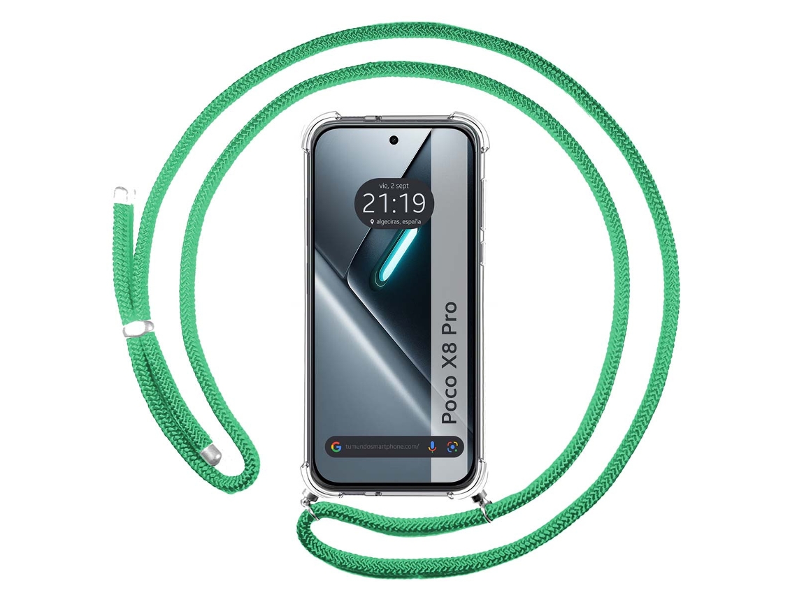 Capa Tumundosmartphone Transparente Para Xiaomi Poco X8 Pro 5g Com Correia Verde-água
