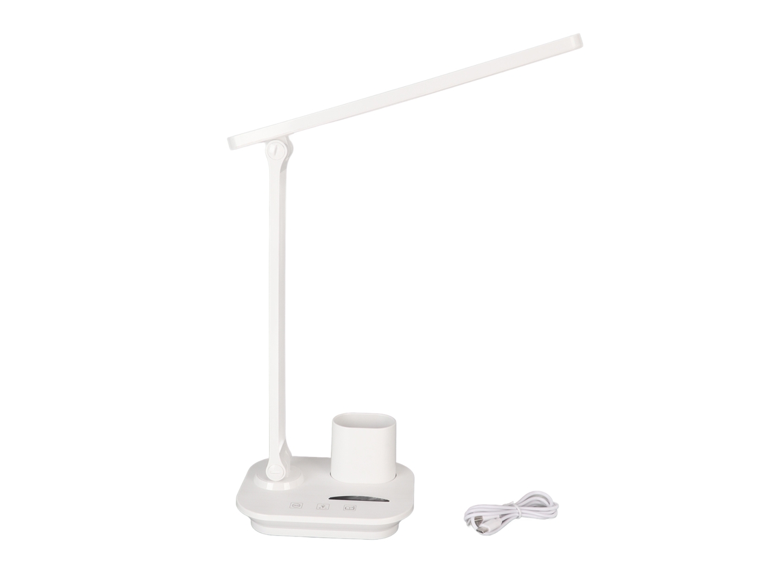 Aetheria lâmpada de Mesa Led 5w Recarregável de Cuidado com os Olhos 3 Temperaturas de Cor Ajustáveis com Suporte para Caneta e Celular Branco