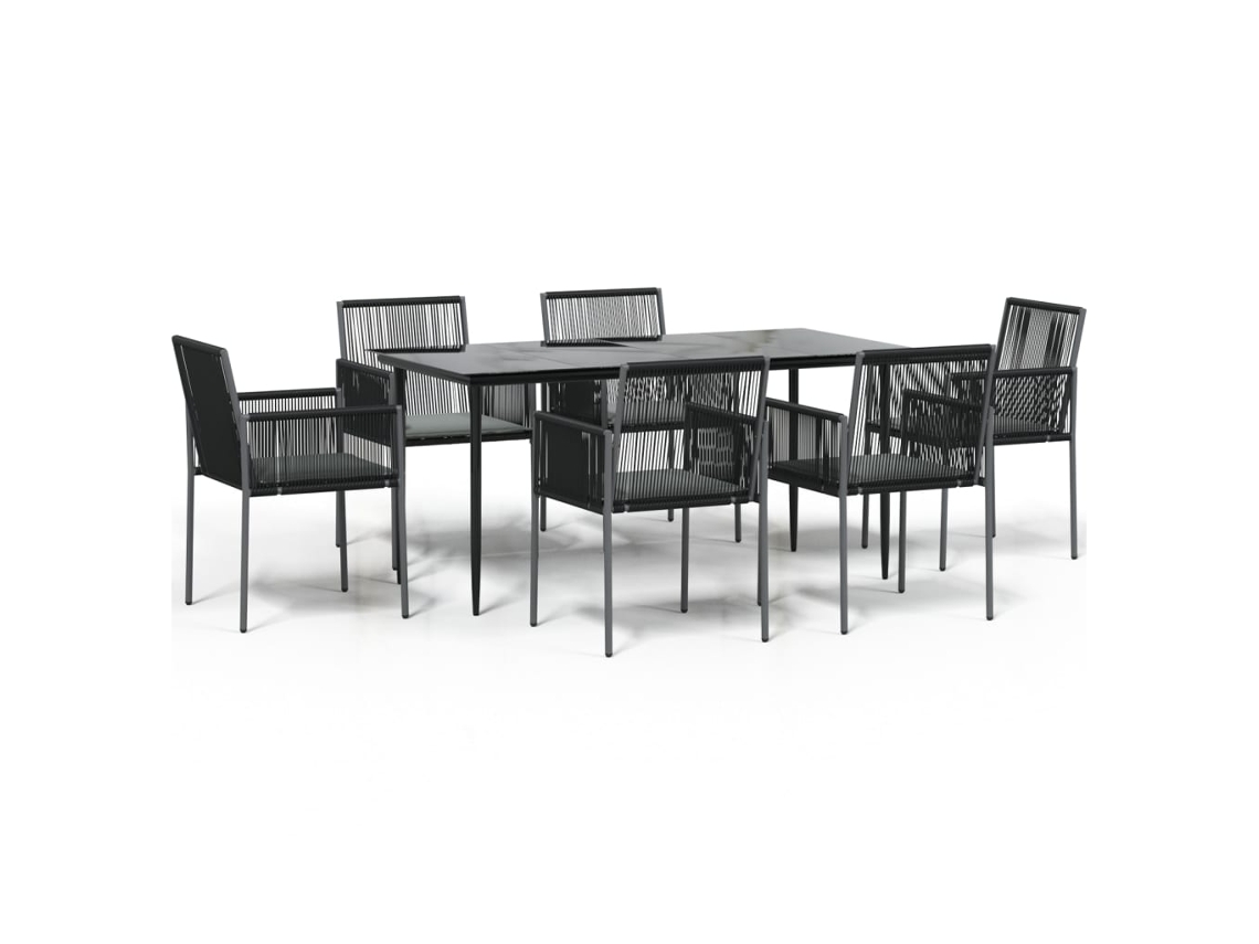 Garden Dining Set, Garden Dining Sets Vidaxl Preto Rattan / Vime (mesa Com 160 Cm De Comprimento)