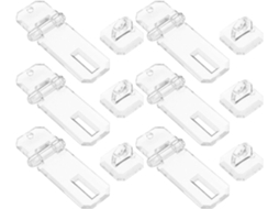 Conjunto de 6 placas de acrílico com a marca Trava, 35x80mm, para portas de armários.