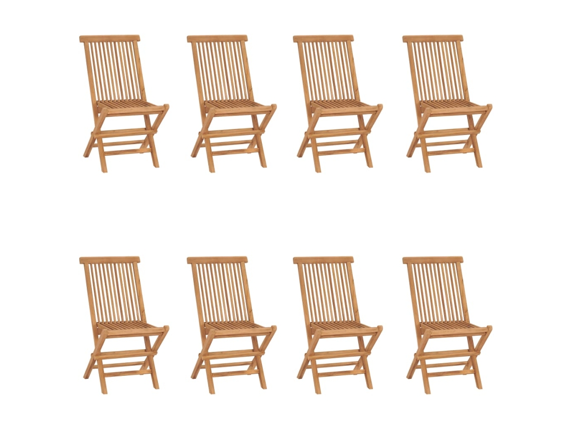 Cadeiras Dobráveis De Jardim 8 Pcs Madeira De Teca Maciça Dkd Home Decor