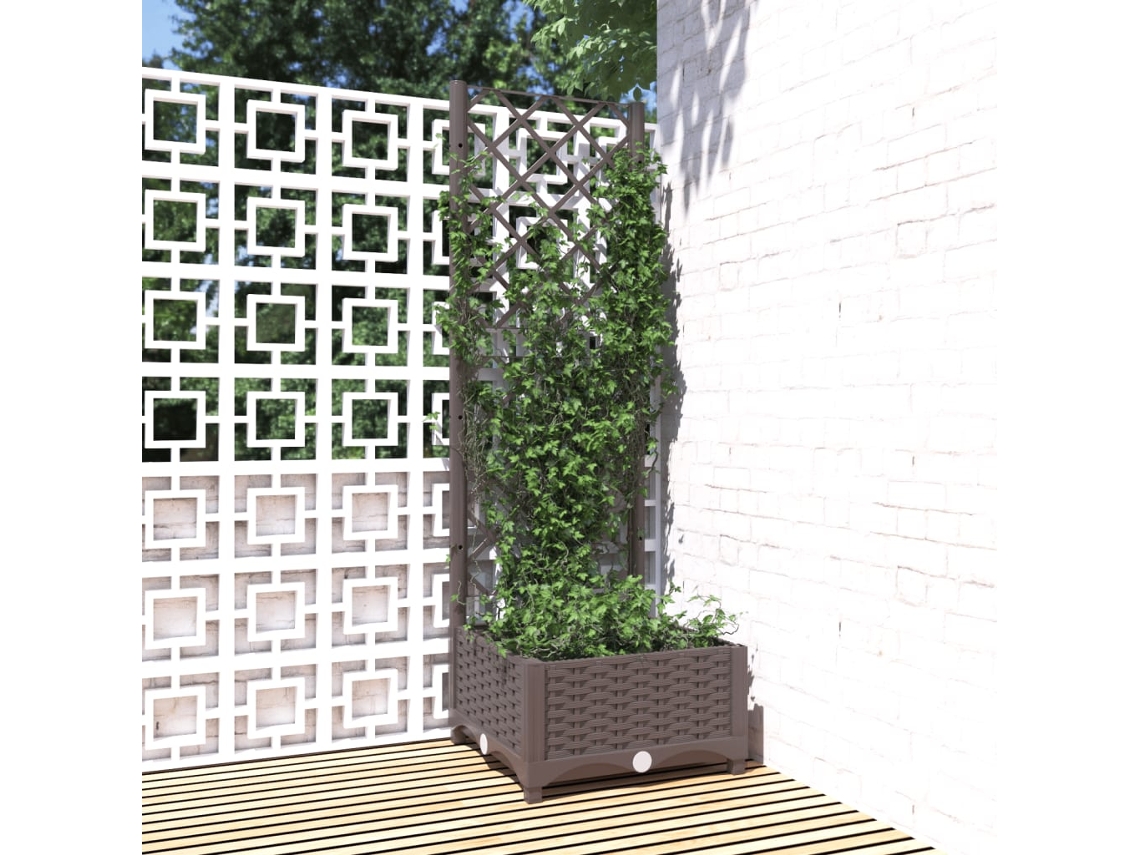 Vidaxl Vaso/floreira Jardim C/ Treliça 40x40x121,5 Cm Pp Castanho