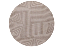 Conjunto 1 Tapete Moderno Vidaxl Bege Poliéster (ø 120 Cm)