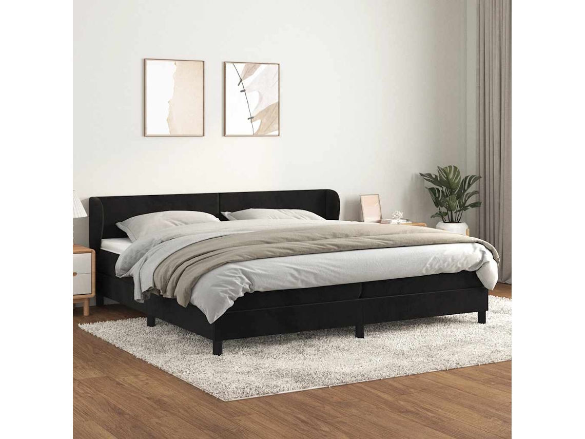 Vidaxl Cama Com Molas/colchão 200x200 Cm Veludo Preto