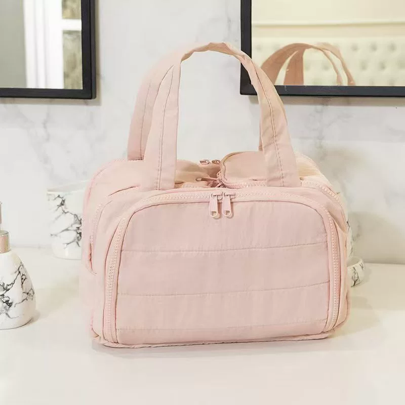 Necessaire Maquiagem Rosa 2025, Grande Capacidade 4 Compartimentos, Portátil Viagem Elegante.